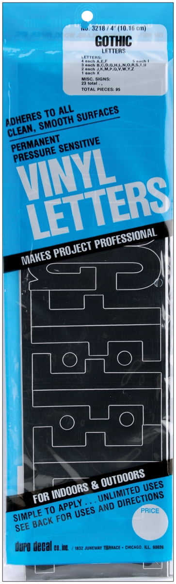 Permanent Adhesive Vinyl Letters, 4", Gothic
