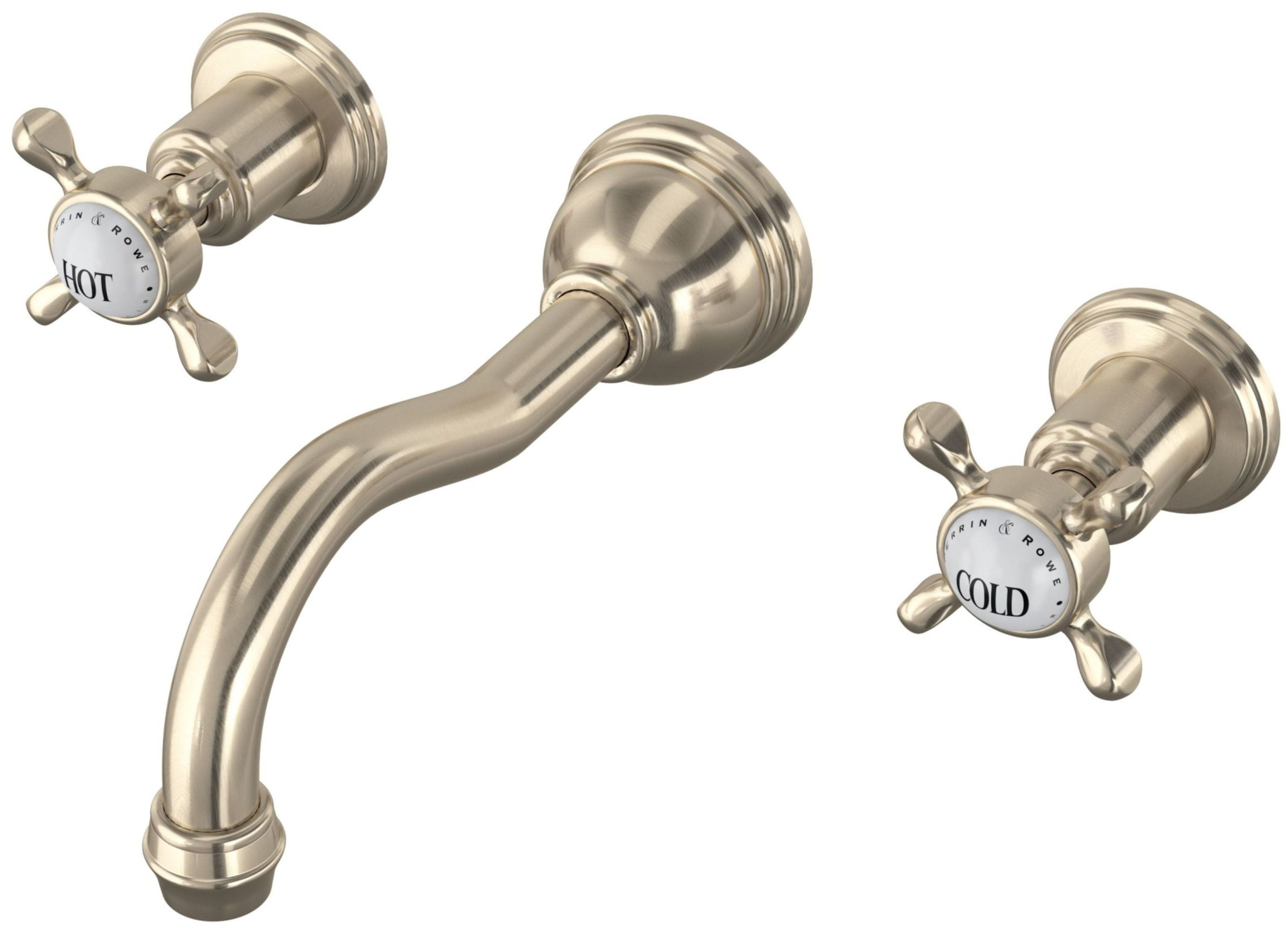 Edwardian Wall Mount Lavatory Faucet Trim With Column Spout