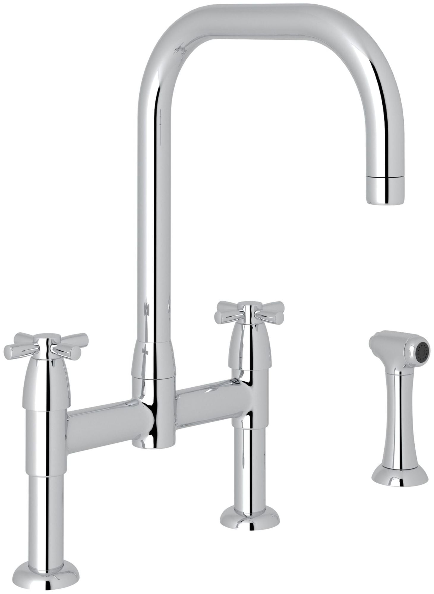 Perrin & Rowe U.4278X-APC-2 Holborn Bridge Kitchen Faucet With U-Spout and Side Spray