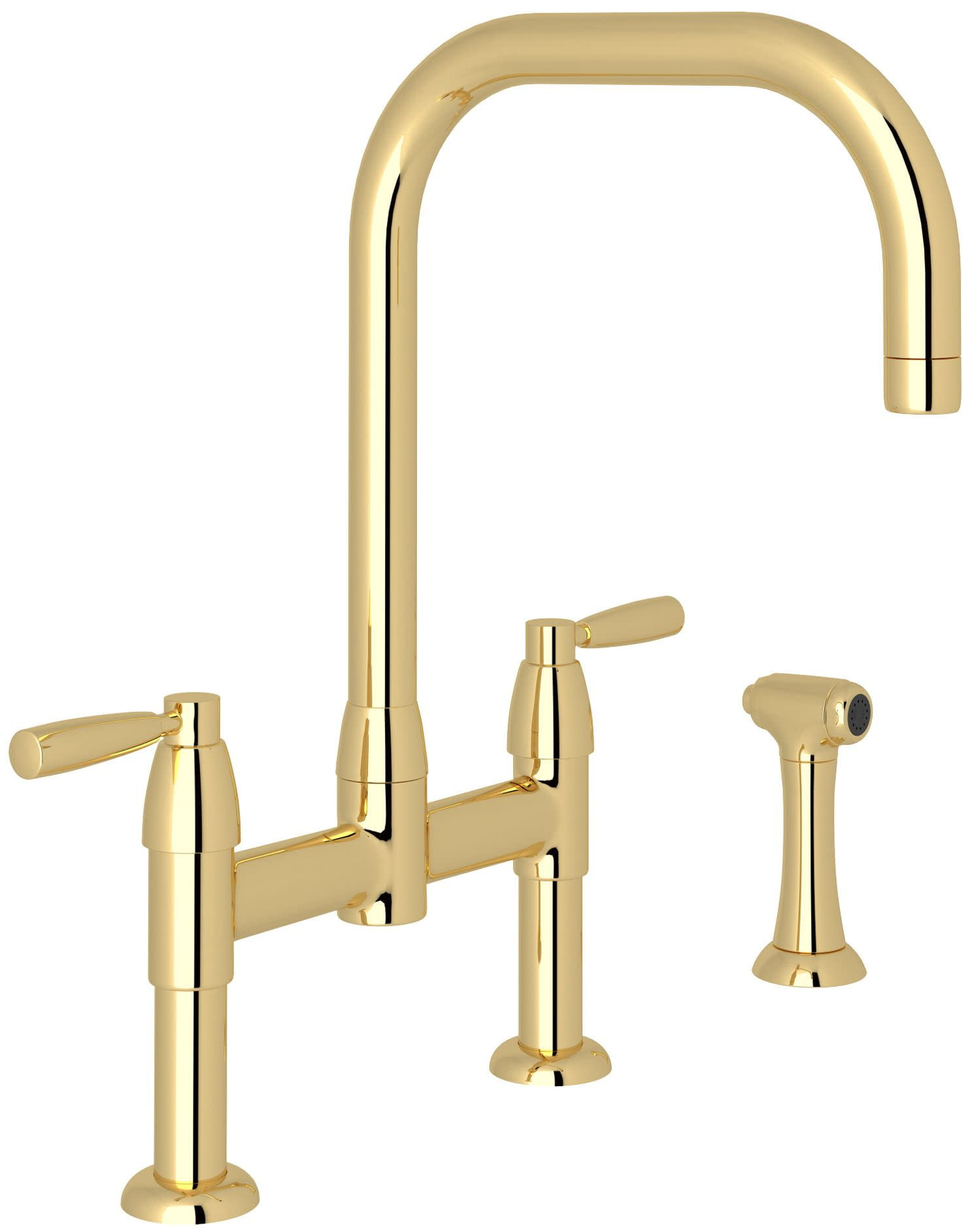 Perrin & Rowe U.4279LS-ULB-2 Holborn Bridge Kitchen Faucet With U-Spout and Side Spray