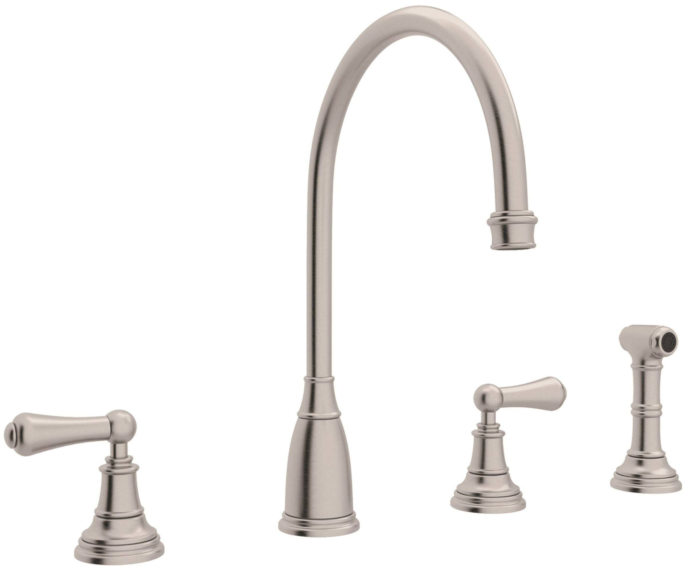 Georgian Era Two Handle Kitchen Faucet With Side Spray