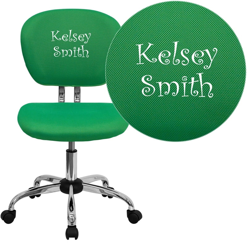 Flash Furniture Personalized Mid-Back Bright Green Mesh Swivel Task Chair with Chrome Base [H-2376-F-BRGRN-TXTEMB-GG]
