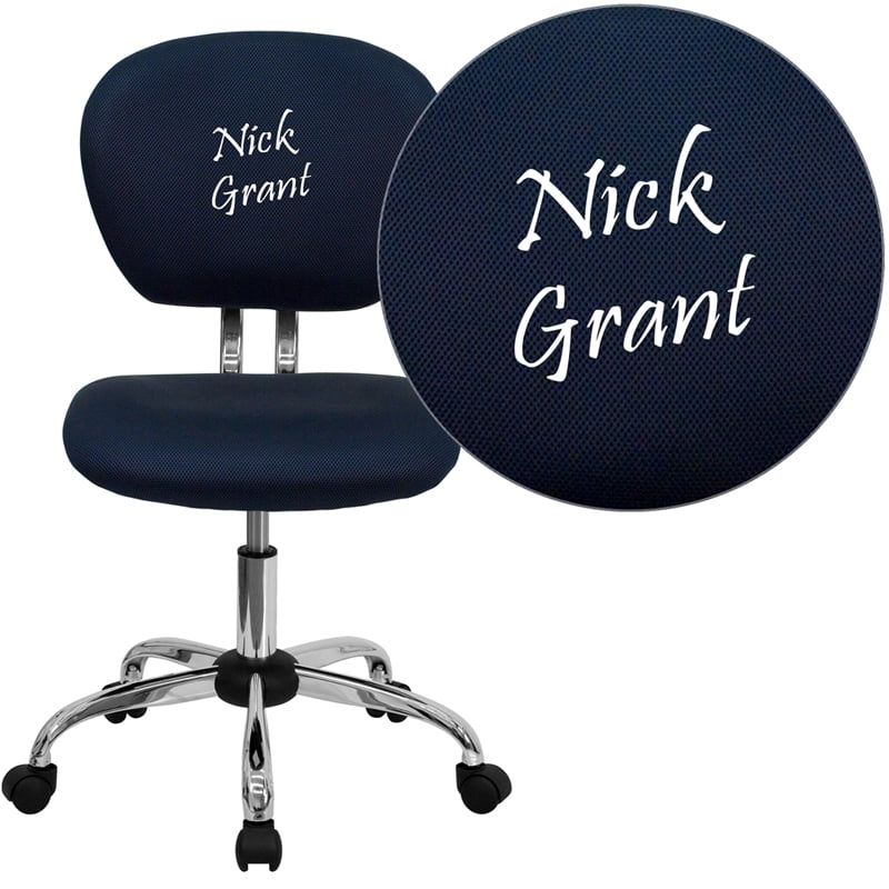 Flash Furniture Personalized Mid-Back Navy Mesh Swivel Task Chair with Chrome Base