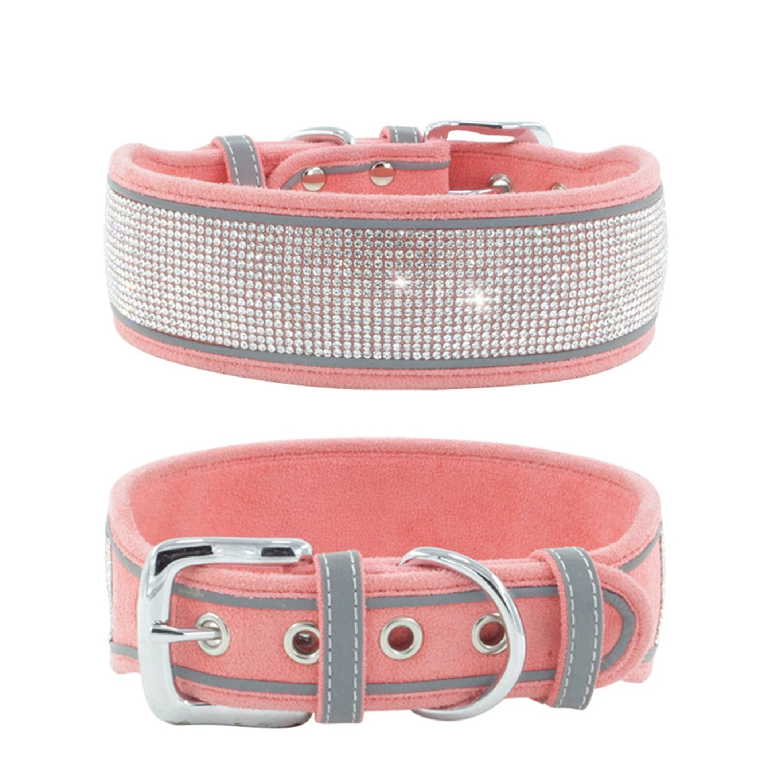 Bling Dog Collar For Large Dogs - 2 Inch Wide Rhinestones For Girls, - pink