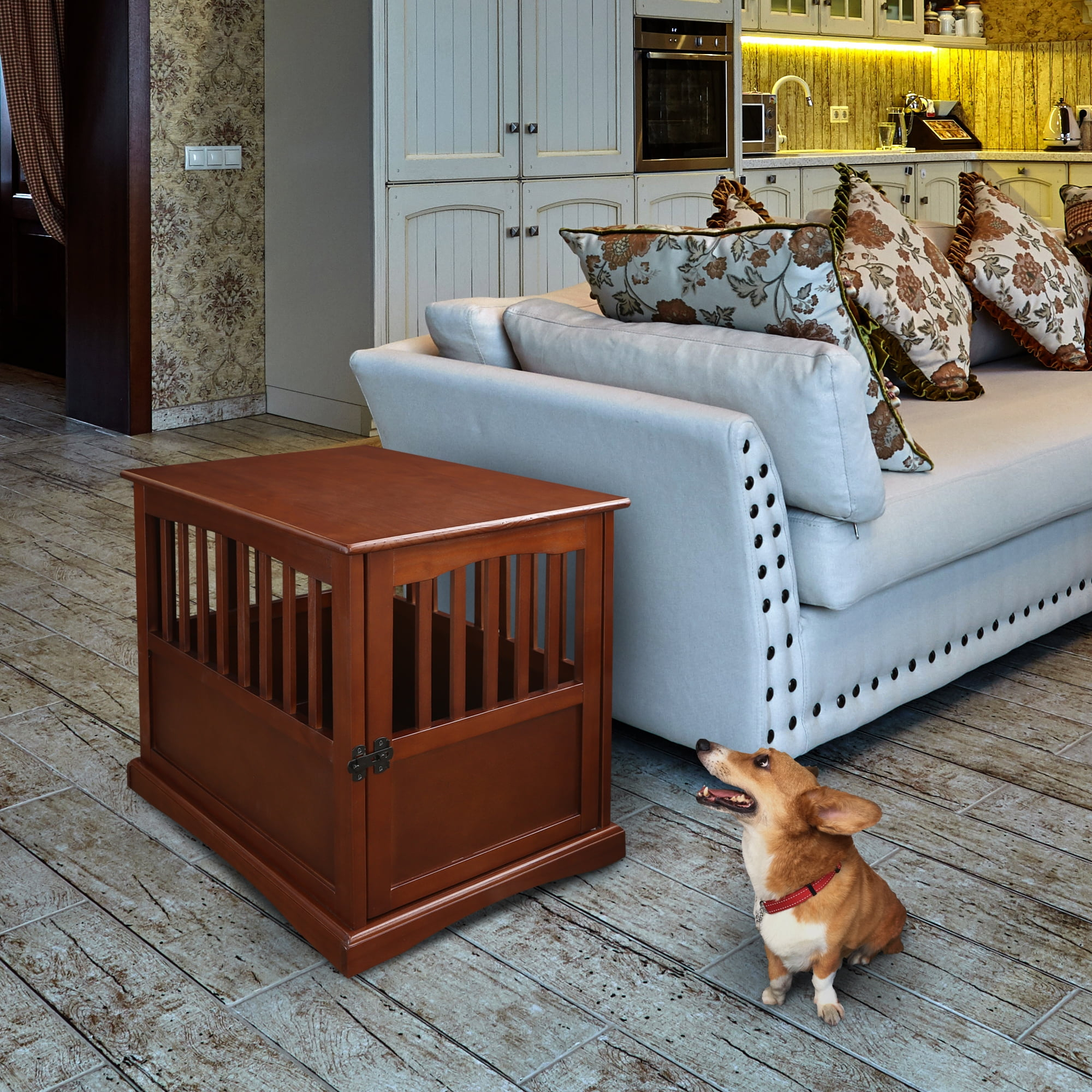 Pet Crate End Table - Walnut