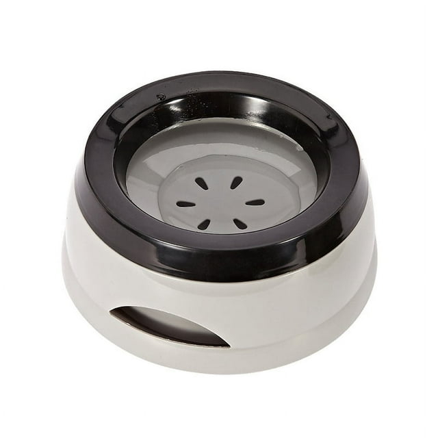 Gray Polypropylene No Spill Dog Water Bowl with Floating Disk