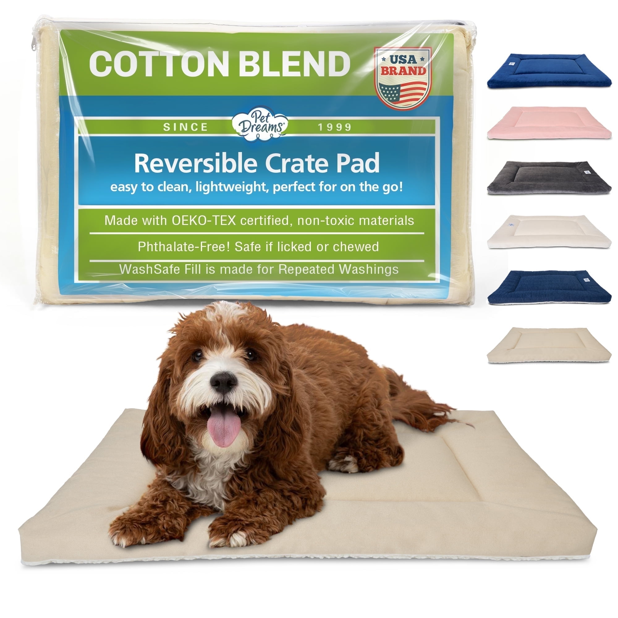 Pet Dreams Dog Crate Pad - Washable Kennel Mat, Crate Pads for Dog Cages, Non-Toxic, Flat Indoor Cat Bed, Fits iCrate 18, 24, 30, 36, 42, 48 inches (Khaki, Small, 24")