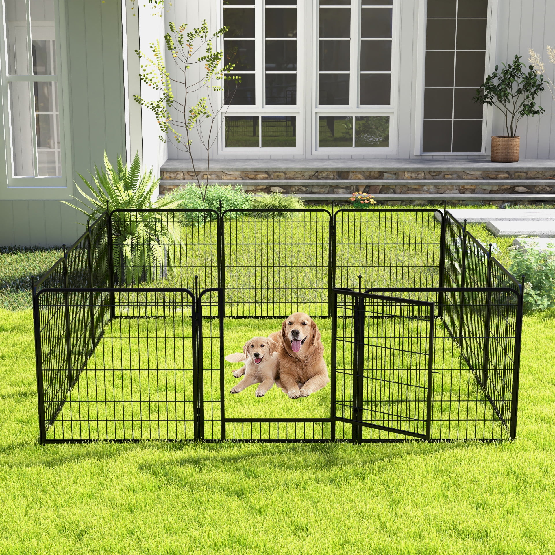 12 Panel Dog Playpen 32 inch Height Portable Dog Pen for Dog Pet Puppy Heavy Duty Metal Exercise Barrier Dog Fence