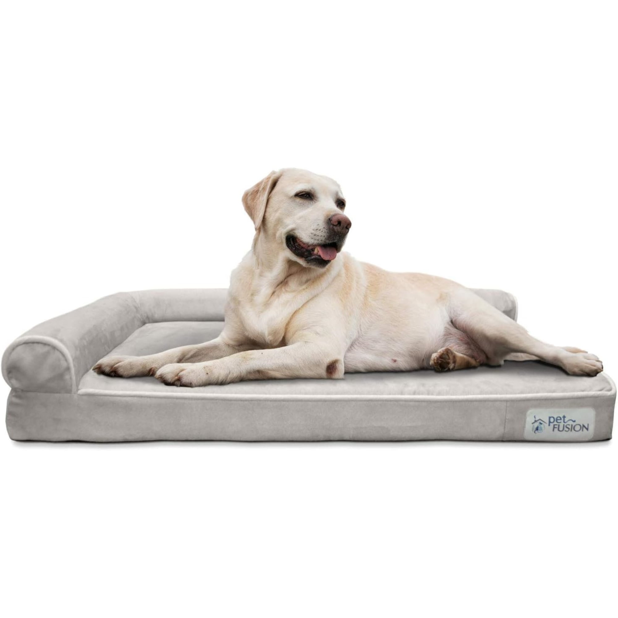 PetFusion BetterLounge Suede Orthopedic Memory Foam Dog Bed, Grey, Large