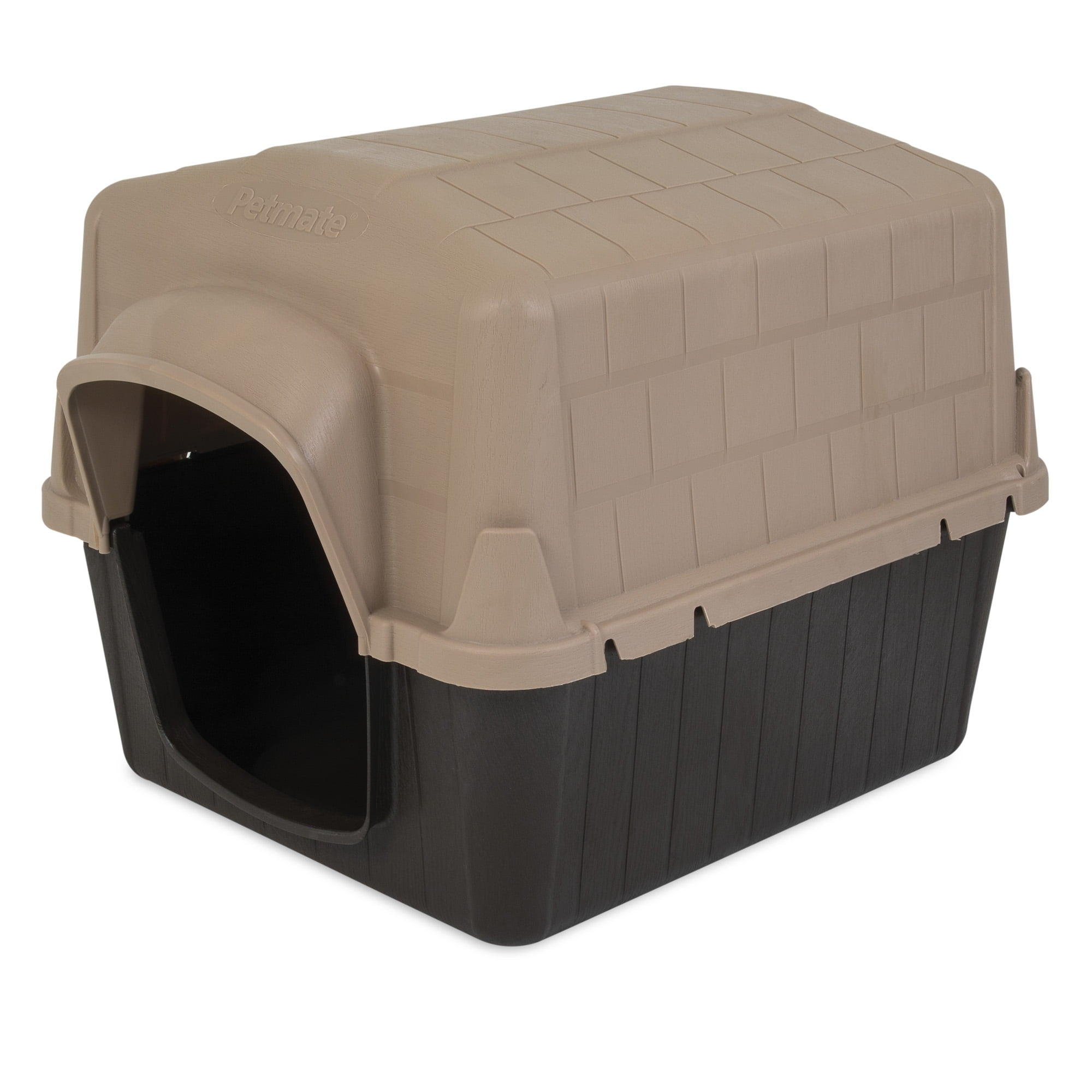 Petmate Aspen Pet Petbarn 3 Plastic Outdoor Dog House, 32" Medium for Pets 25-50 lb, Tan