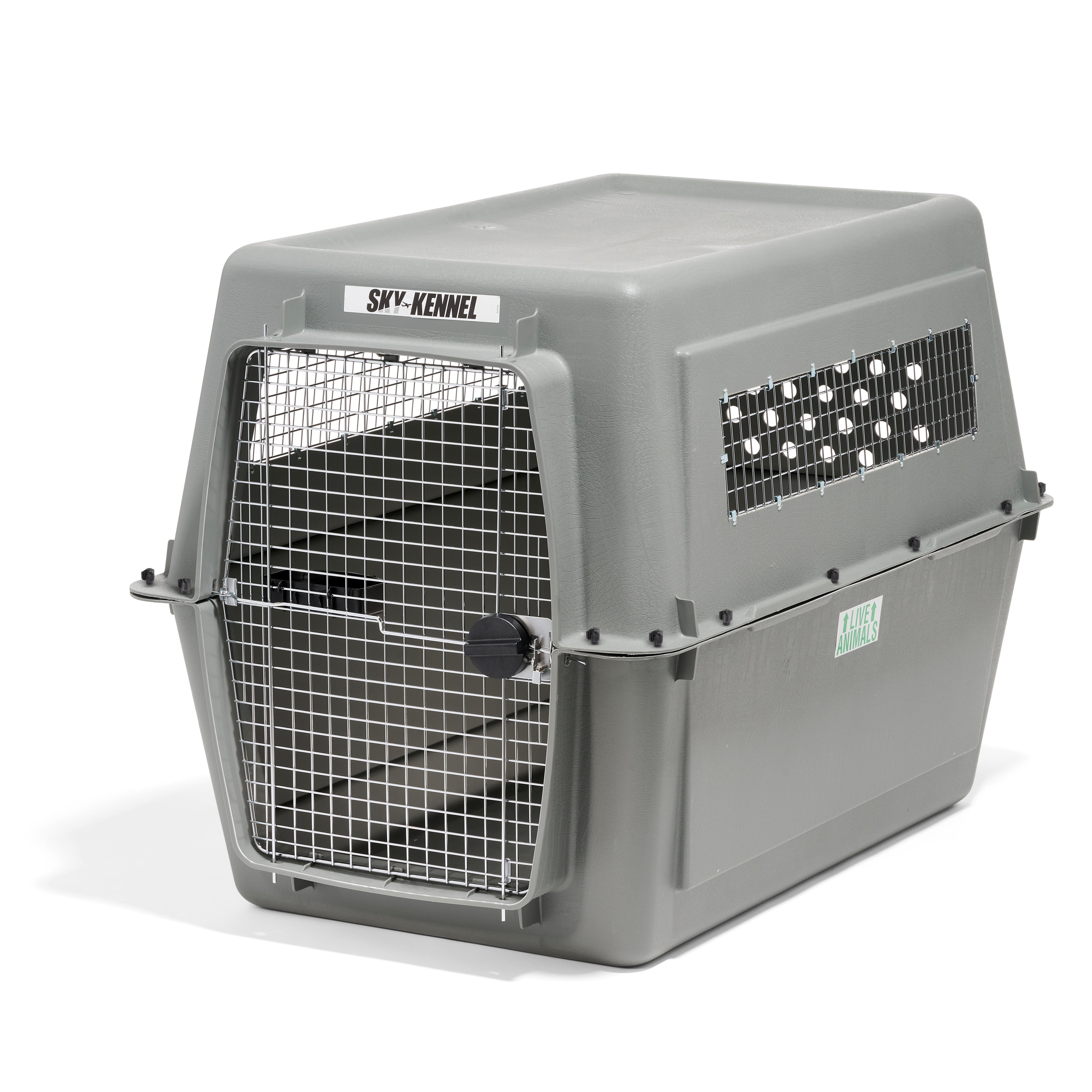 Petmate Sky Kennel IATA Airline Friendly Dog Crate Plastic Travel Pet Carrier, Jumbo XXL 48" for Dogs 90-125 lb, Gray