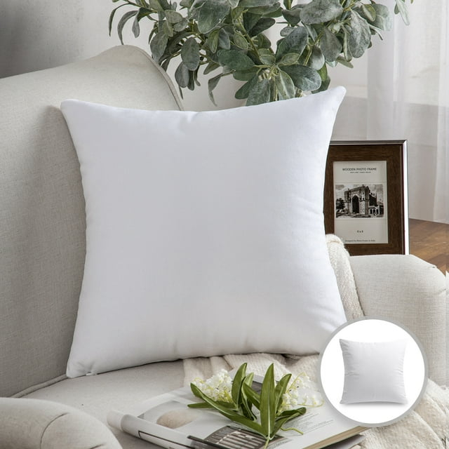 Phantoscope Soft Silky Velvet Series Decorative Throw Pillow, 18" x 18", True White, 1 Pack