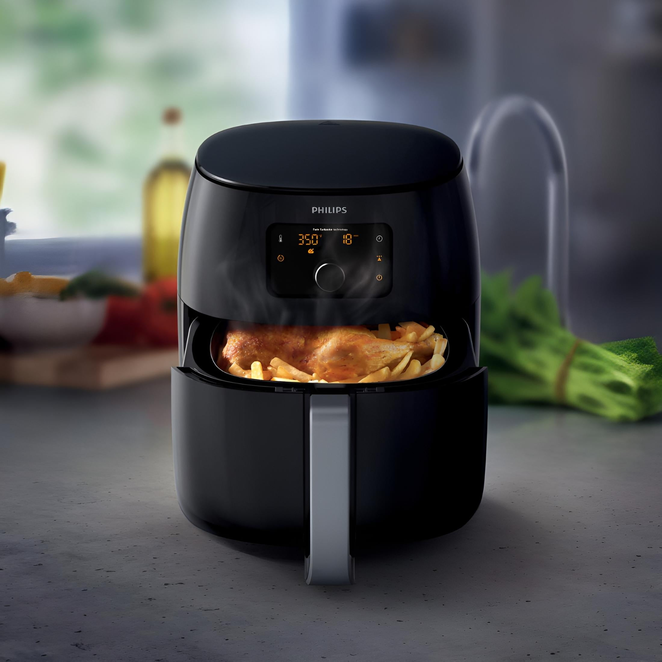 Philips Premium Airfryer XXL with Fat Removal and Rapid Air Technology (Black)