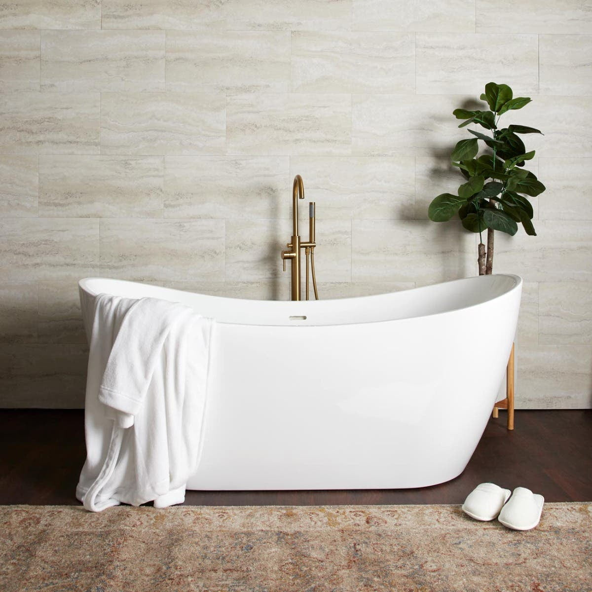 Philo 71 Inch Acrylic Double Slipper Freestanding Tub