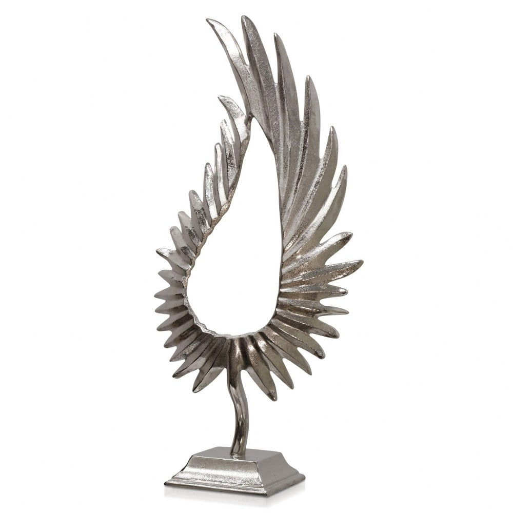 Phoenix Medium Feathered Metal Sculpture on Platform Base