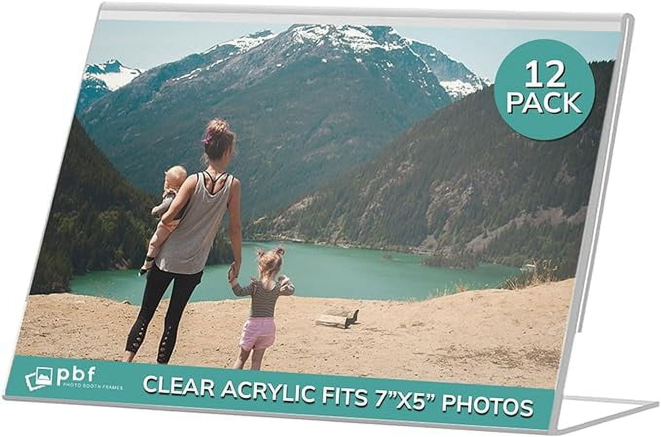 Photo Booth Frames - 7x5 inch Clear Acrylic Display Picture Frame, 12 Pack Plastic Photo Frame