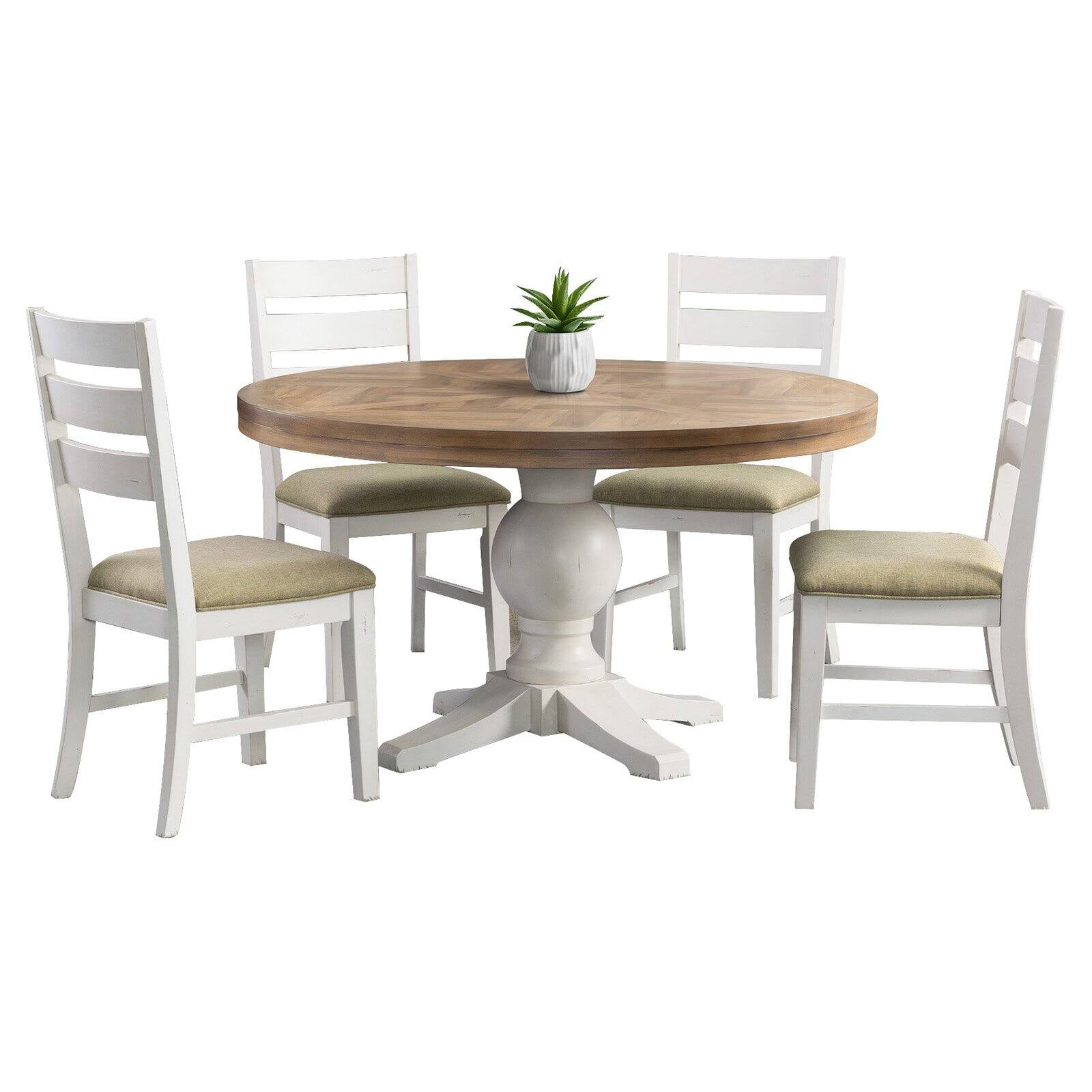 Picket House Furnishings Barrett Round 5 PC Dining Set in Cottage White