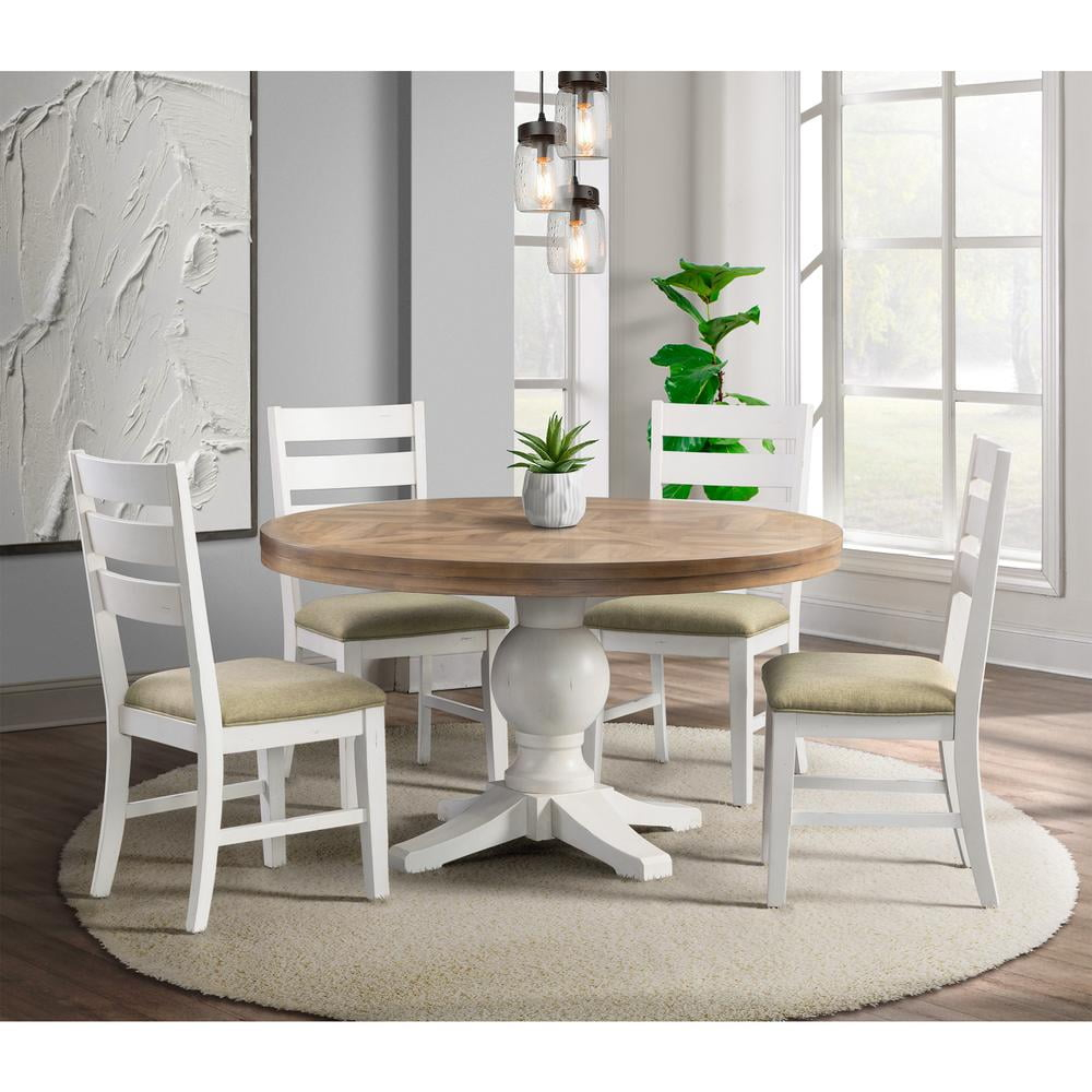 Picket House Furnishings Barrett Round 5 PC Dining Set in Cottage White
