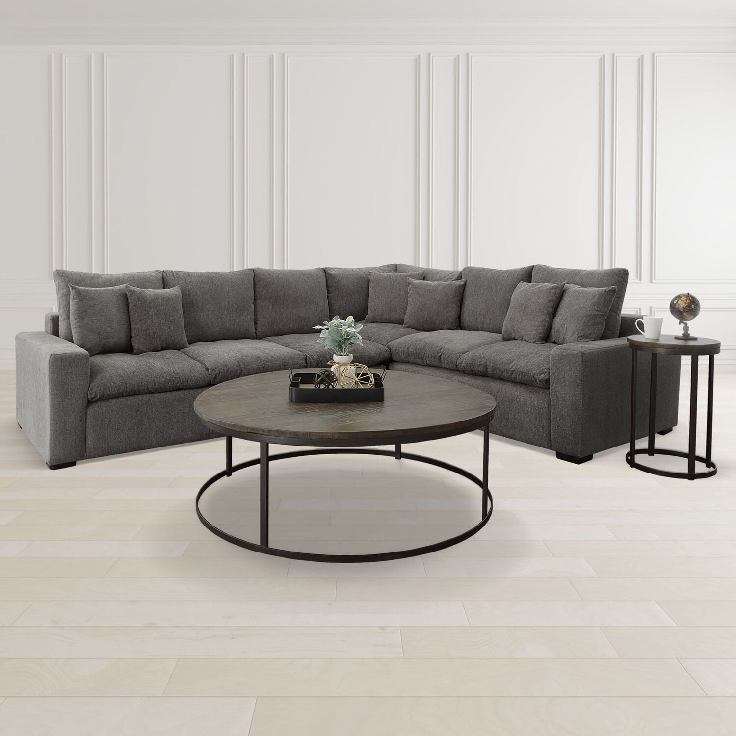 Picket House Furnishings Burg End Table in Tobacco-Color:Black,Material:Metal