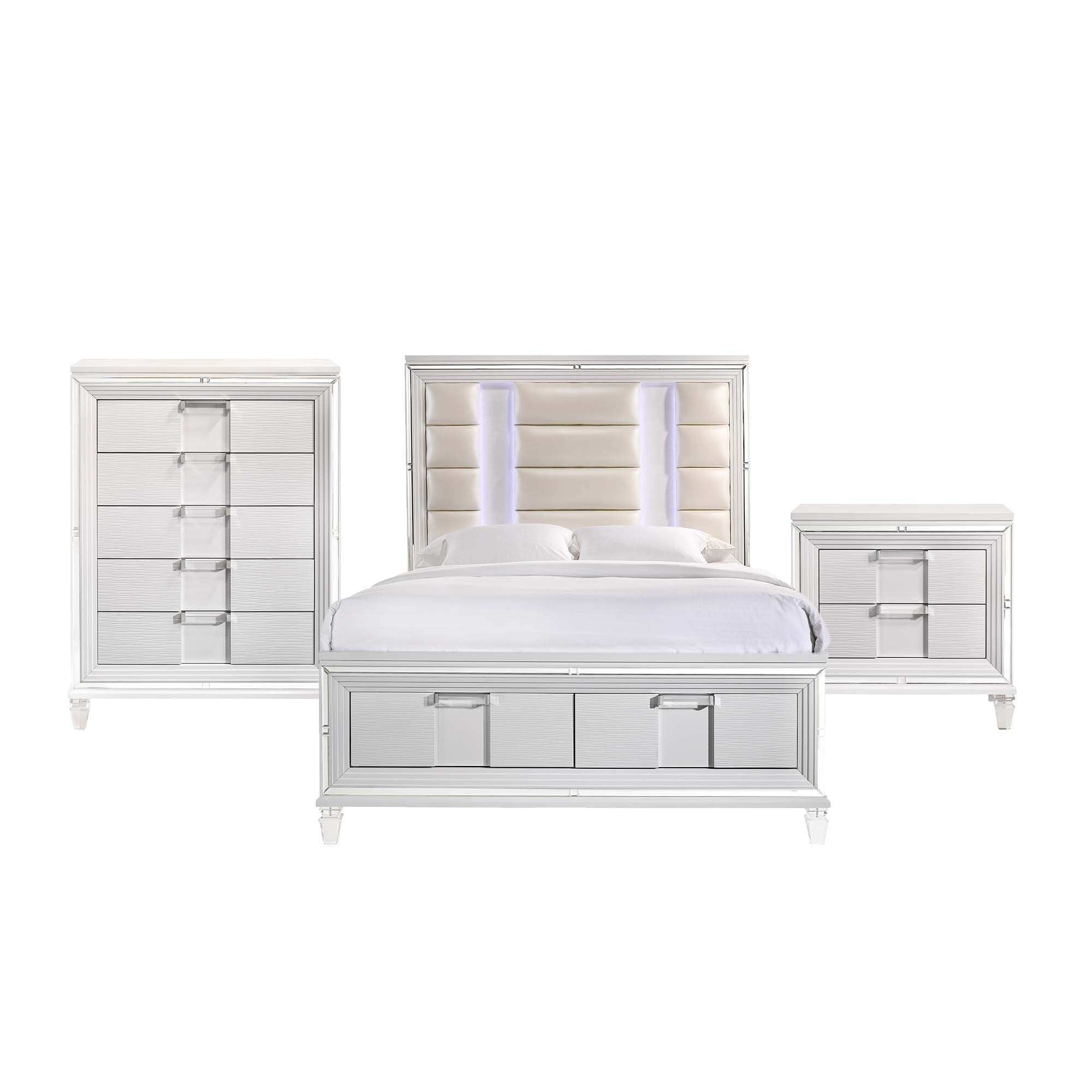 Picket House Furnishings Charlotte Queen Storage 3PC Bedroom Set in White