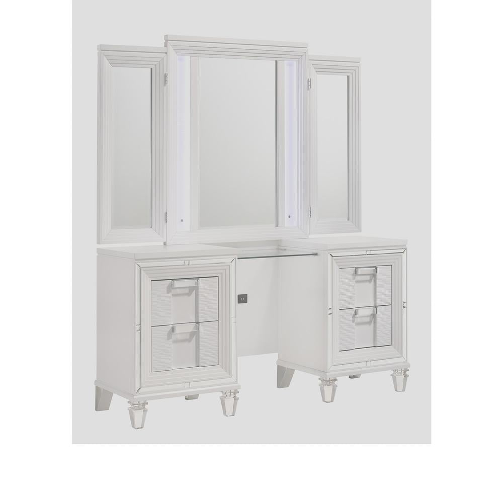 Picket House Furnishings Charlotte Vanity Set with USB in White