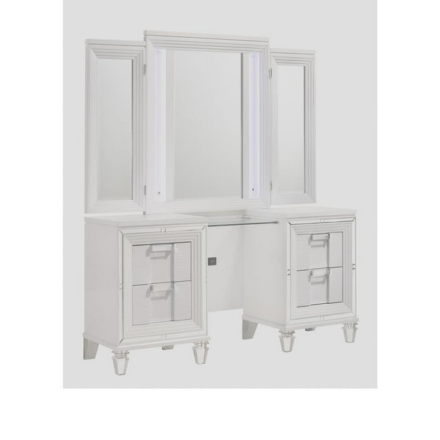Picket House Furnishings Charlotte Vanity Set with USB in White