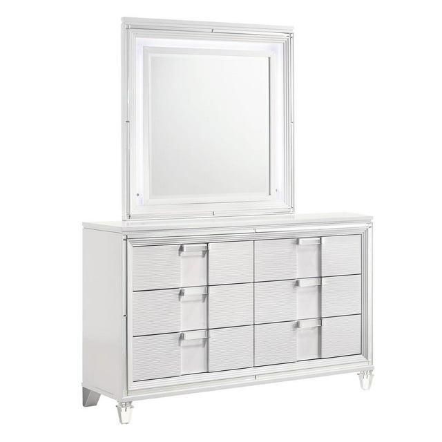 Picket House Furnishings Charlotte Youth Dresser & Mirror Set in White