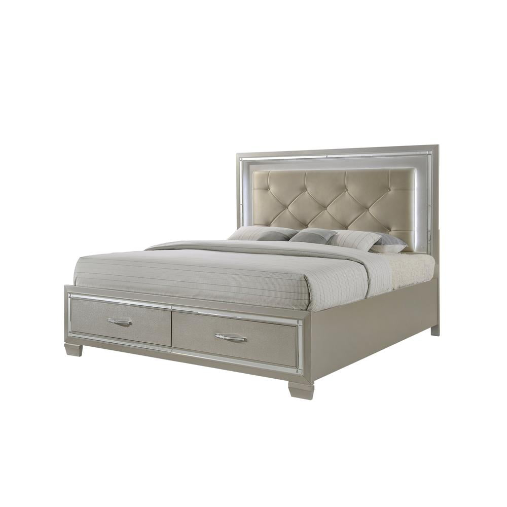 Picket House Furnishings Glamour Queen Storage Bed in Champagne