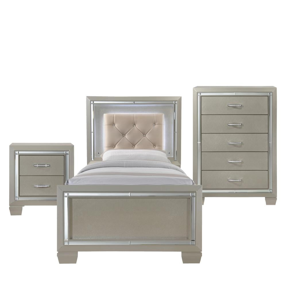 Picket House Furnishings Glamour Youth Twin Panel Bed in Champagne