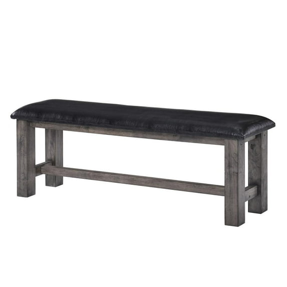 Picket House Furnishings Grayson Bench w. PU Padded SeatGrey Oak