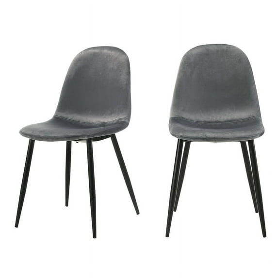 Picket House Furnishings Isla Velvet Side Chair in Dark Grey