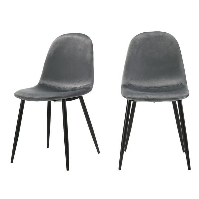 Picket House Furnishings Isla Velvet Side Chair in Dark Grey