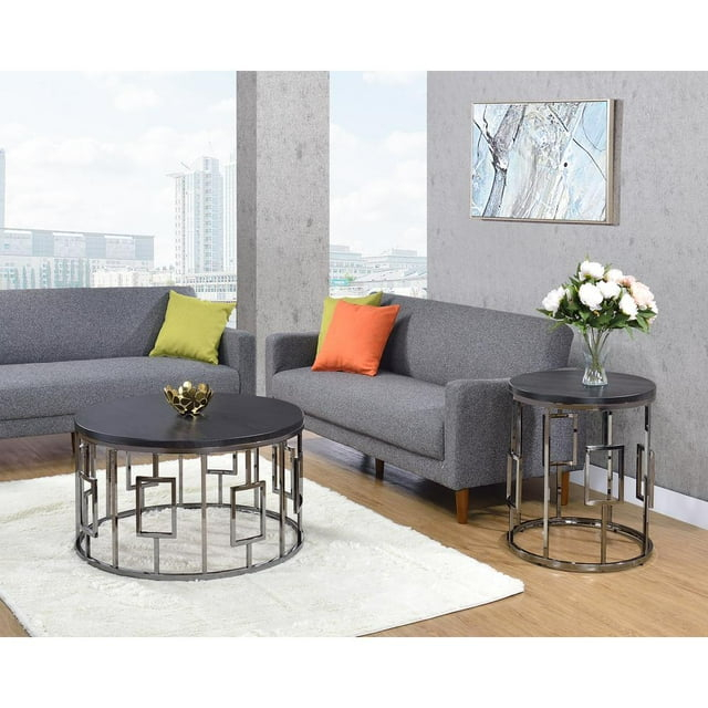 Picket House Furnishings Kendall 2PC Occasional Table Set in Black/Chrome