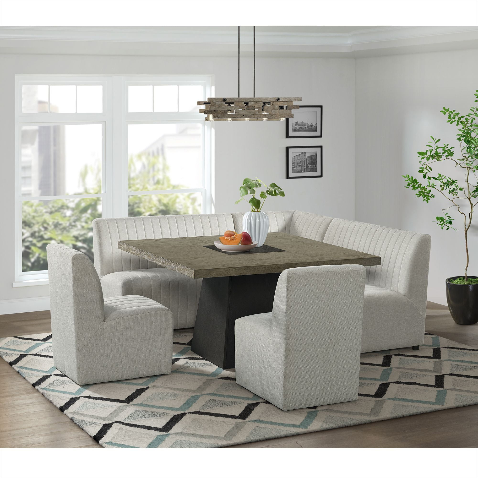 Picket House Furnishings Rizzo Dining Corner Chair in Beige Linen