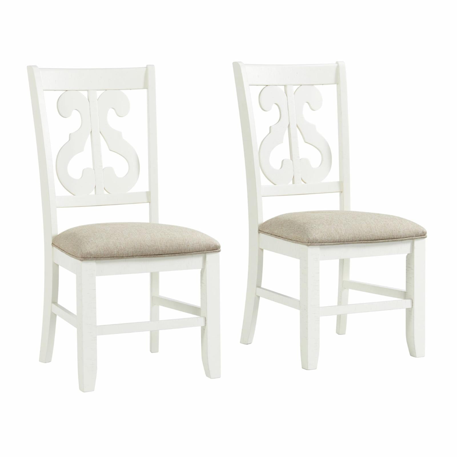 Picket House Furnishings Stanford Wooden Swirl Back Side Chair Set in White