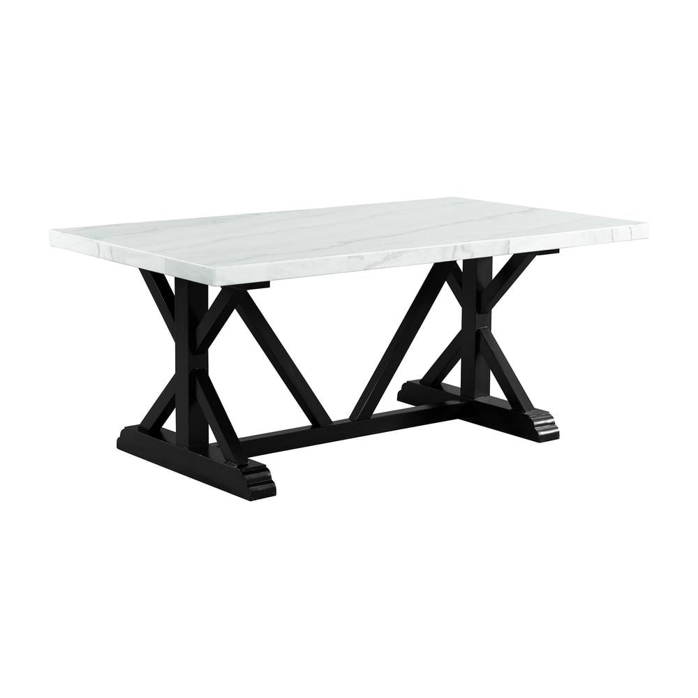 Picket House Furnishings Stratton Marble Standard Height Dining Table in White