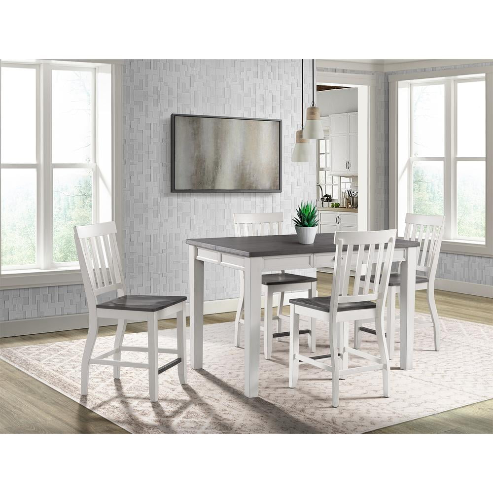 Picket House Jamison Two Tone 5 Piece Counter Height Dining Set in White