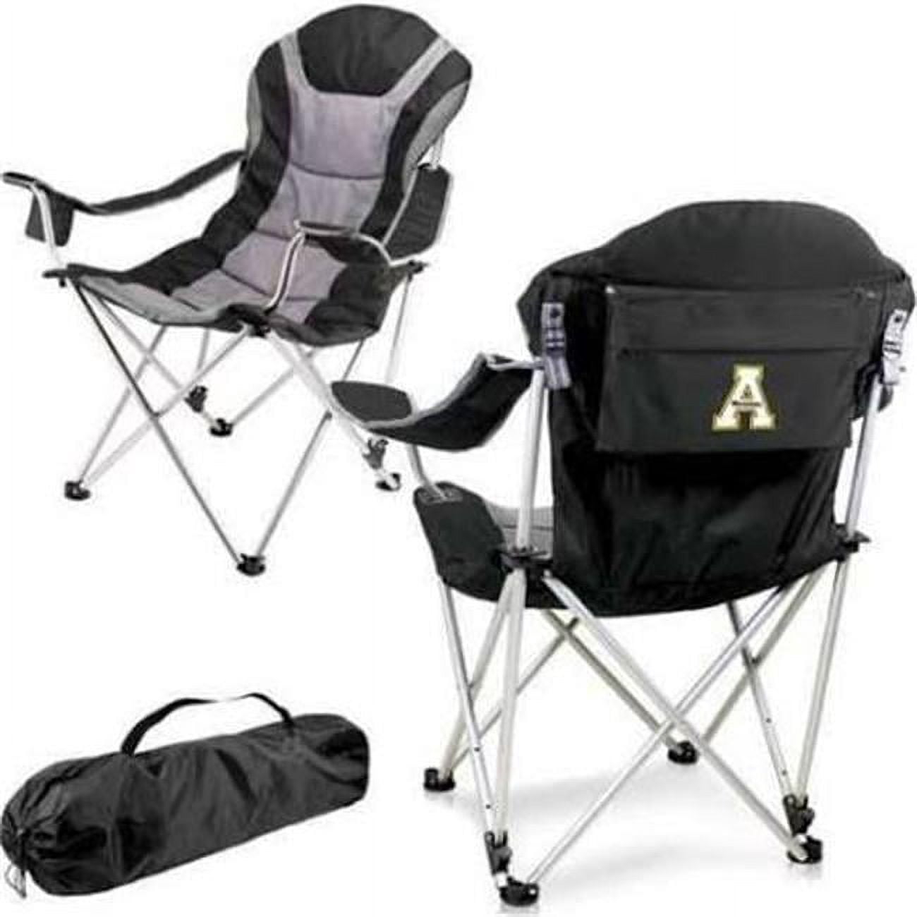 Picnic Time 803-00-175-794-0 Appalachian State Mountaineers Digital Print Reclining Camp Chair, Black