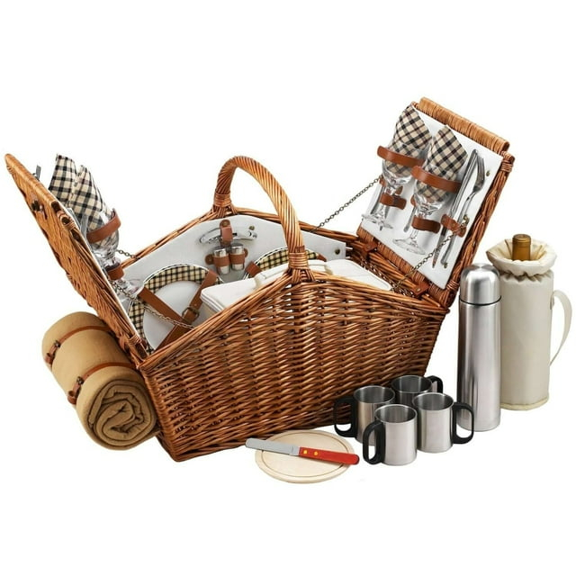 Picnic at Ascot Huntsman Basket for 4 w/coffee set & blanket