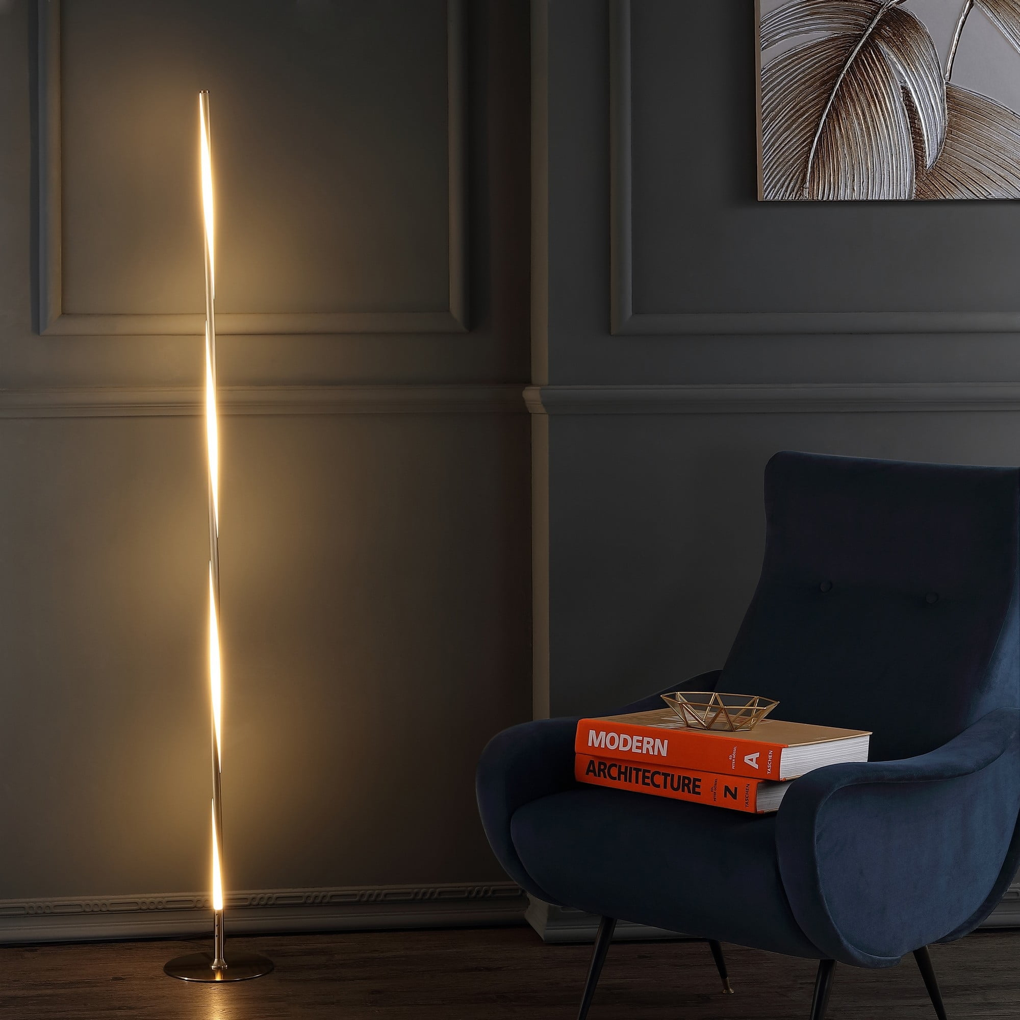 JONATHAN Y JYL7006B Pilar 63.75" LED Integrated Floor Lamp, Modern, Contemporary for living room, dinning room, bedroom, office, Gold