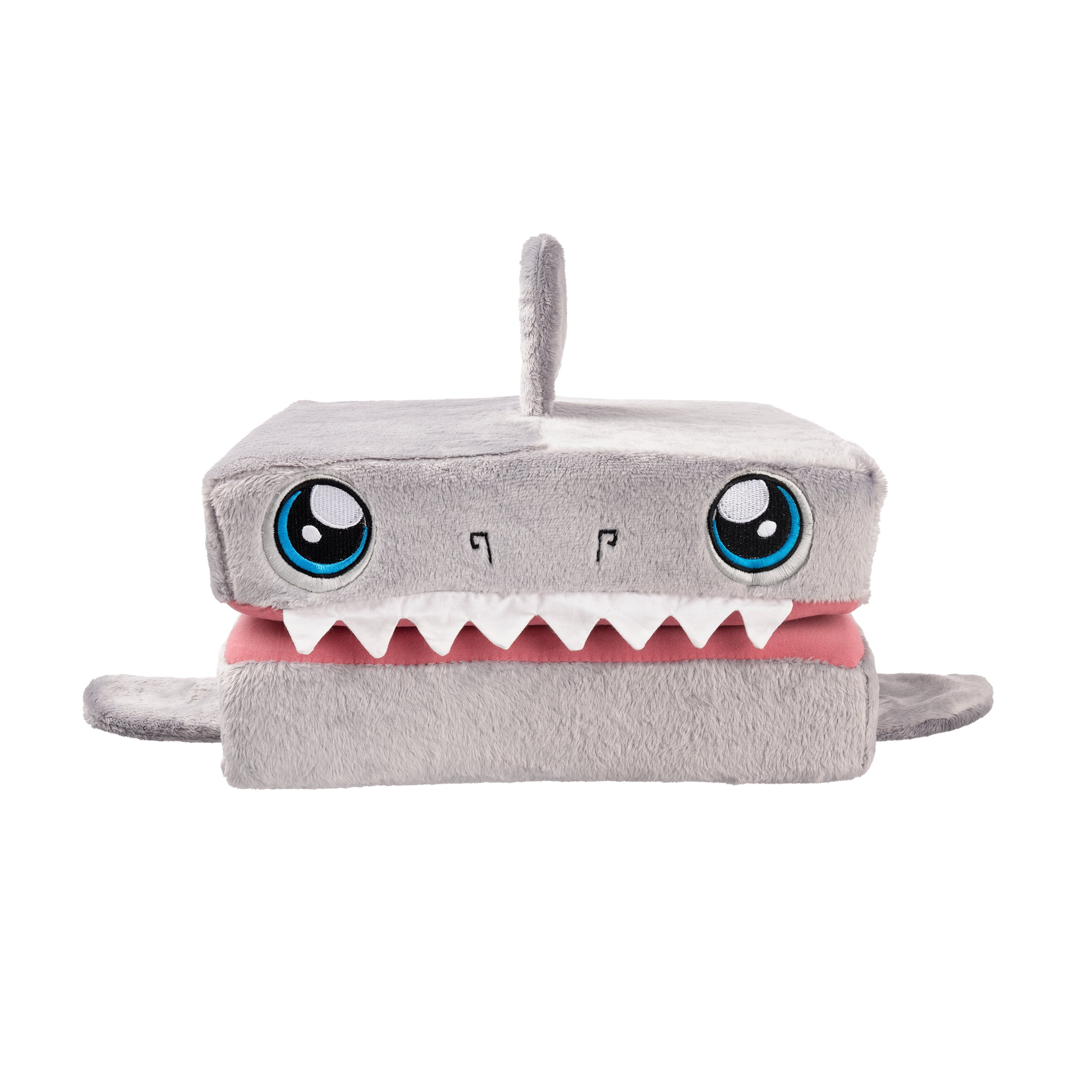 Pillow Cube Silly Shark 12" x 12" x 6" Pillow Cub, Kids' Memory Foam Bed Pillow for Side Sleeping Support, Grey