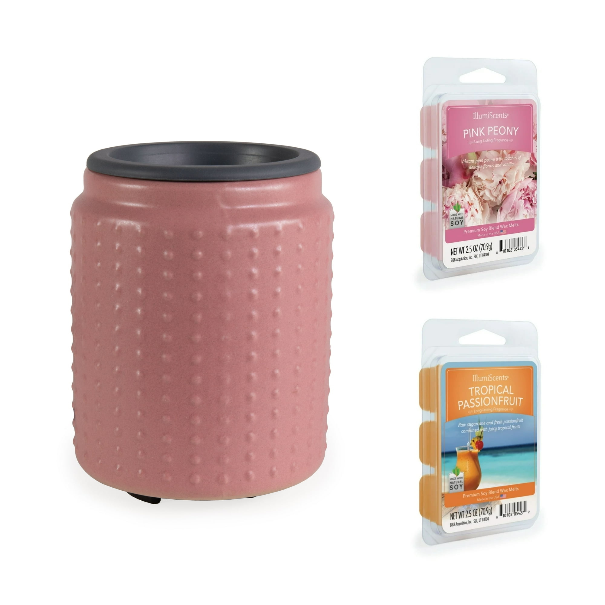 Pink Hobnail Flip Dish Wax Warmer by IllumiScents with 2 IllumiScents Wax Melts