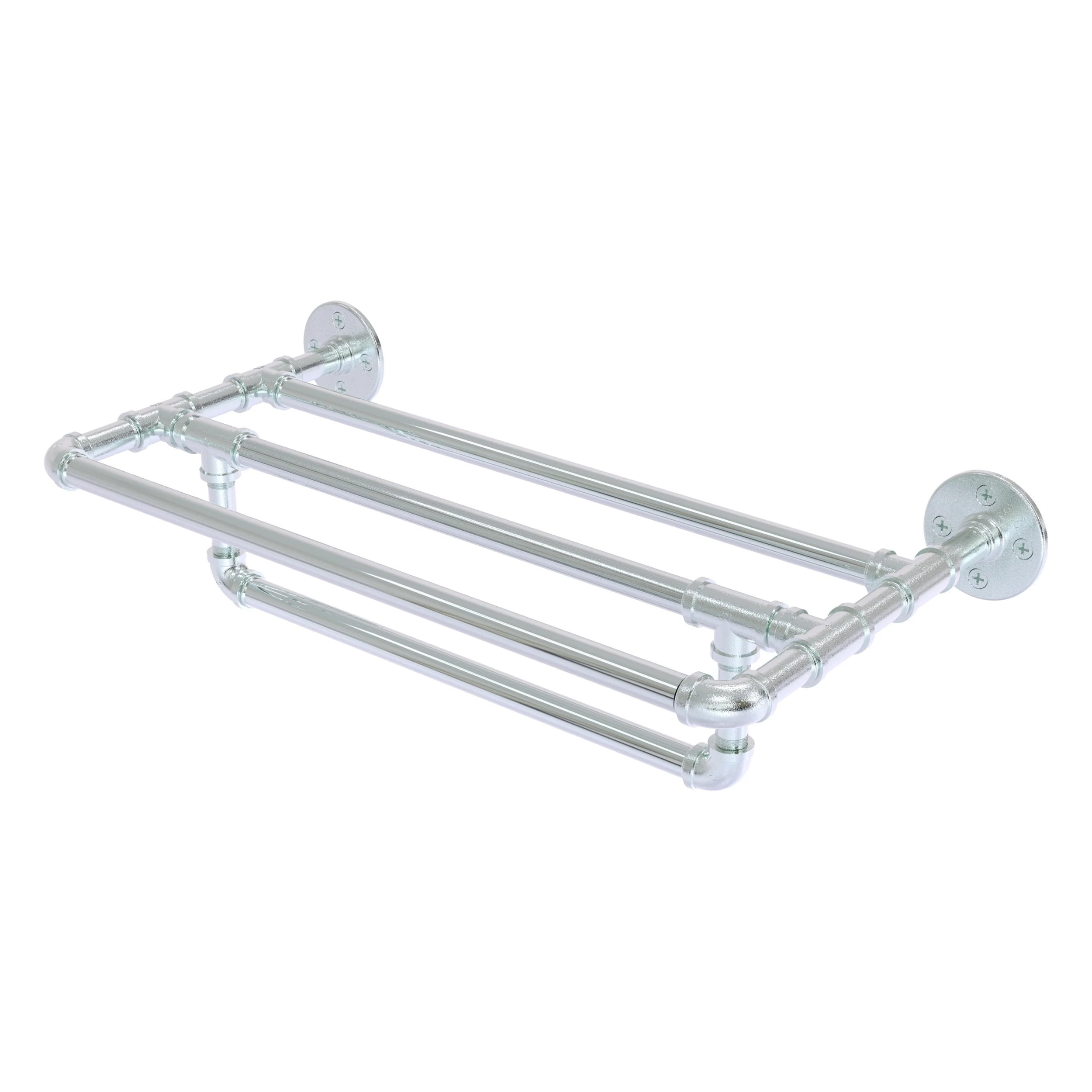 Pipeline Collection 24 Inch Wall Mounted Towel Shelf with Towel Bar