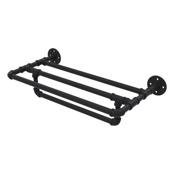 Pipeline Collection 30 Inch Wall Mounted Towel Shelf with Towel Bar