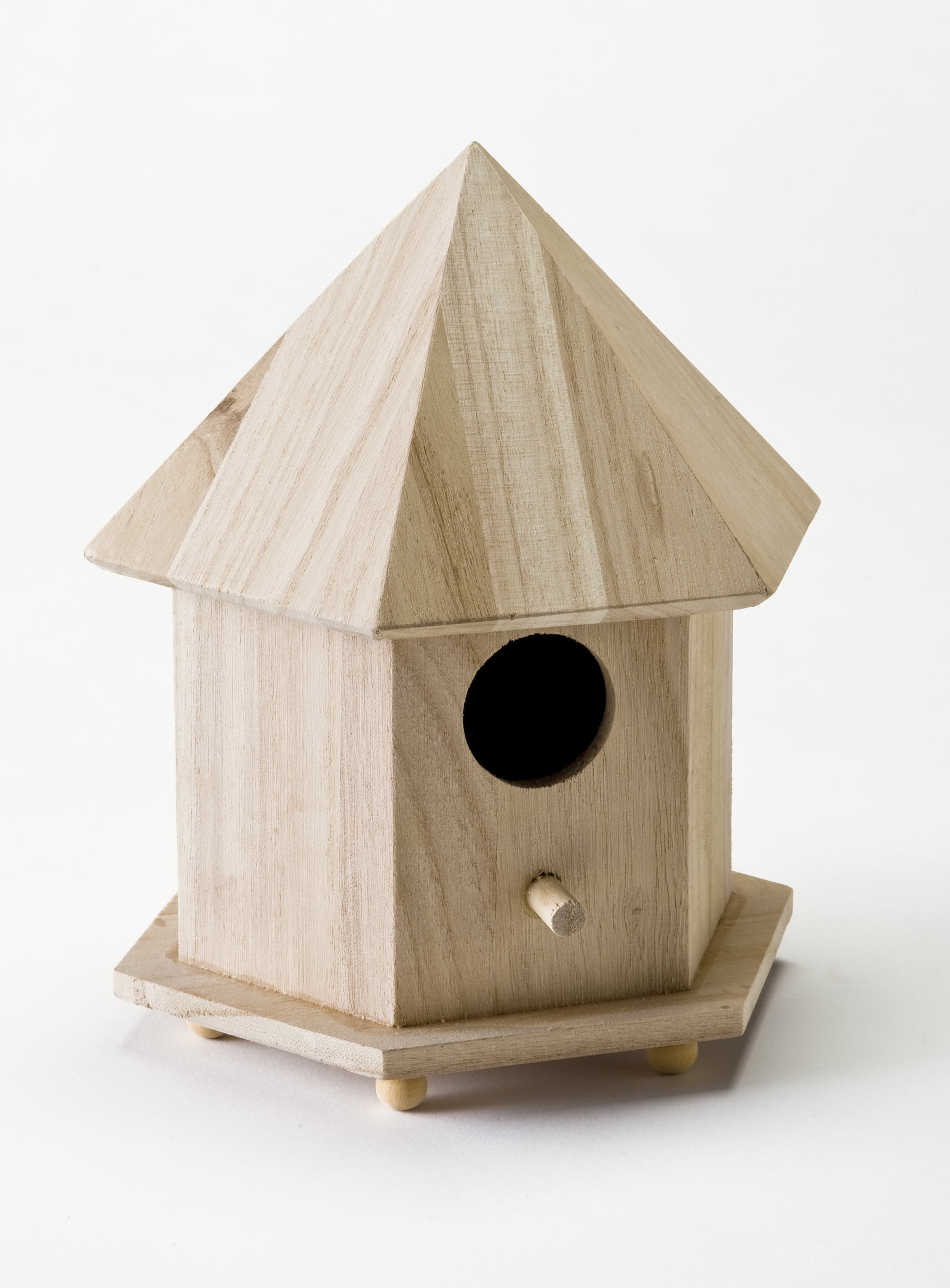 Plaid Unpainted Wood Surface, Gazebo Bird House, 1 Piece, 6.75" x 9" x 5.75"