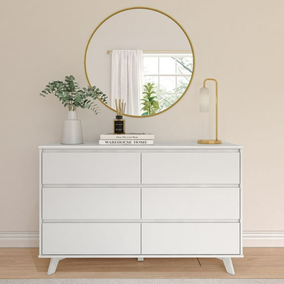 Plank+Beam Solid Wood Scandinavian 6-Drawer Dresser, White