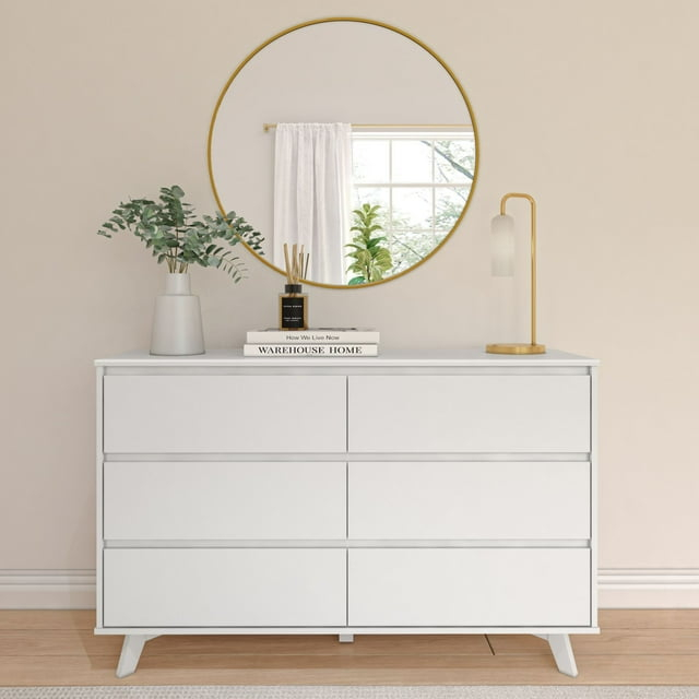 Plank+Beam Solid Wood Scandinavian 6-Drawer Dresser, White