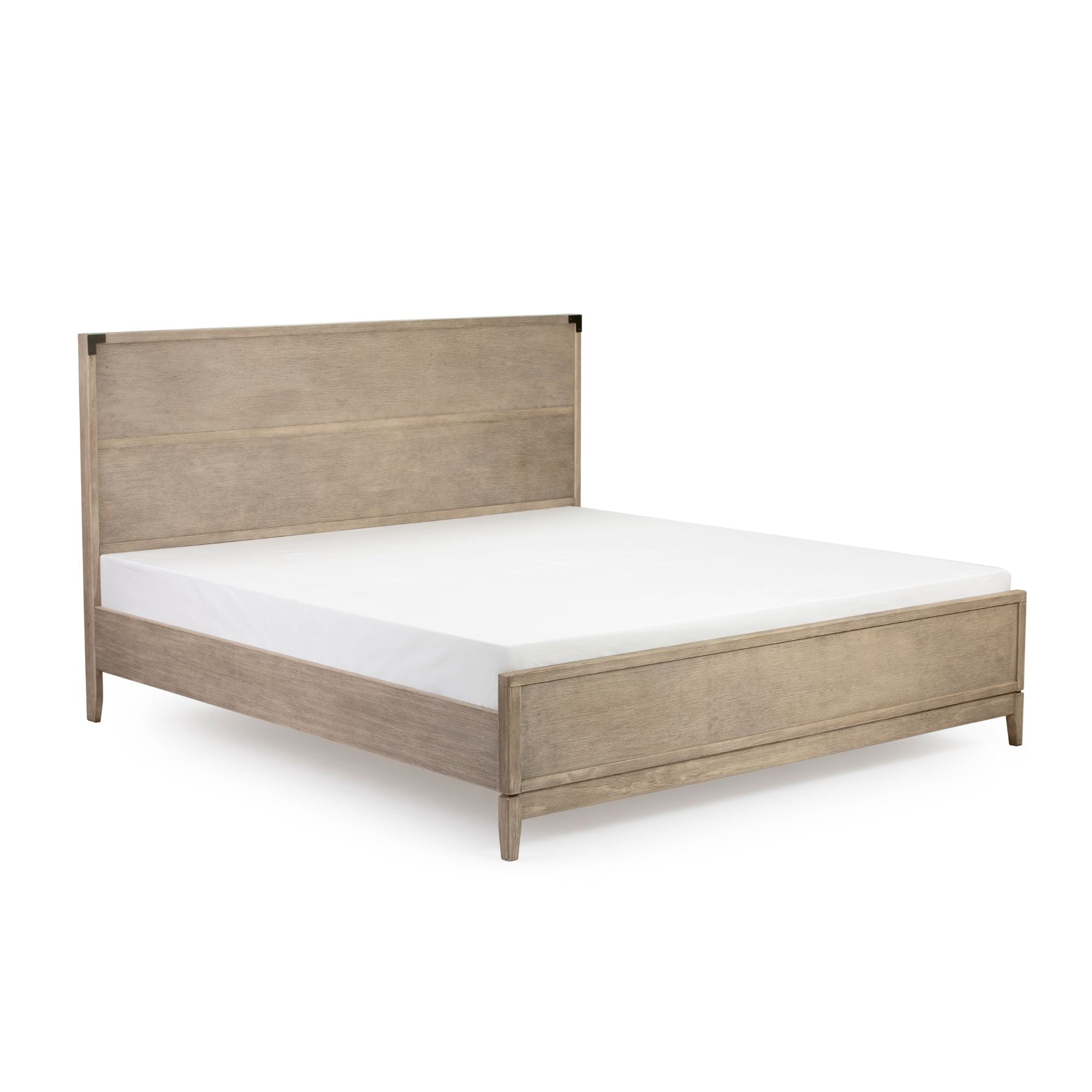 Plank+Beam Solid Wood Contemporary  King Size Platform Bed, Seashell Wirebrush