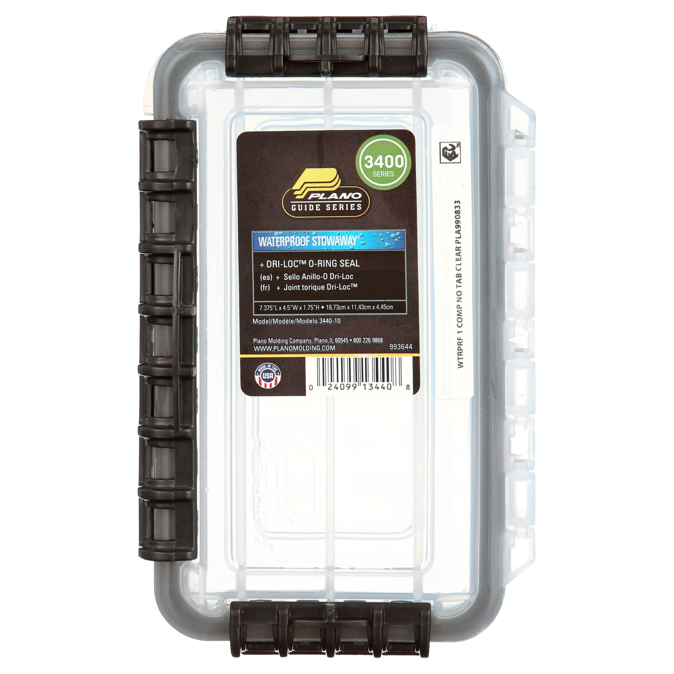 Plano Fishing 3400 Series Waterproof, Resistant to Wear & Tear Stowaway Tackle Box, Clear