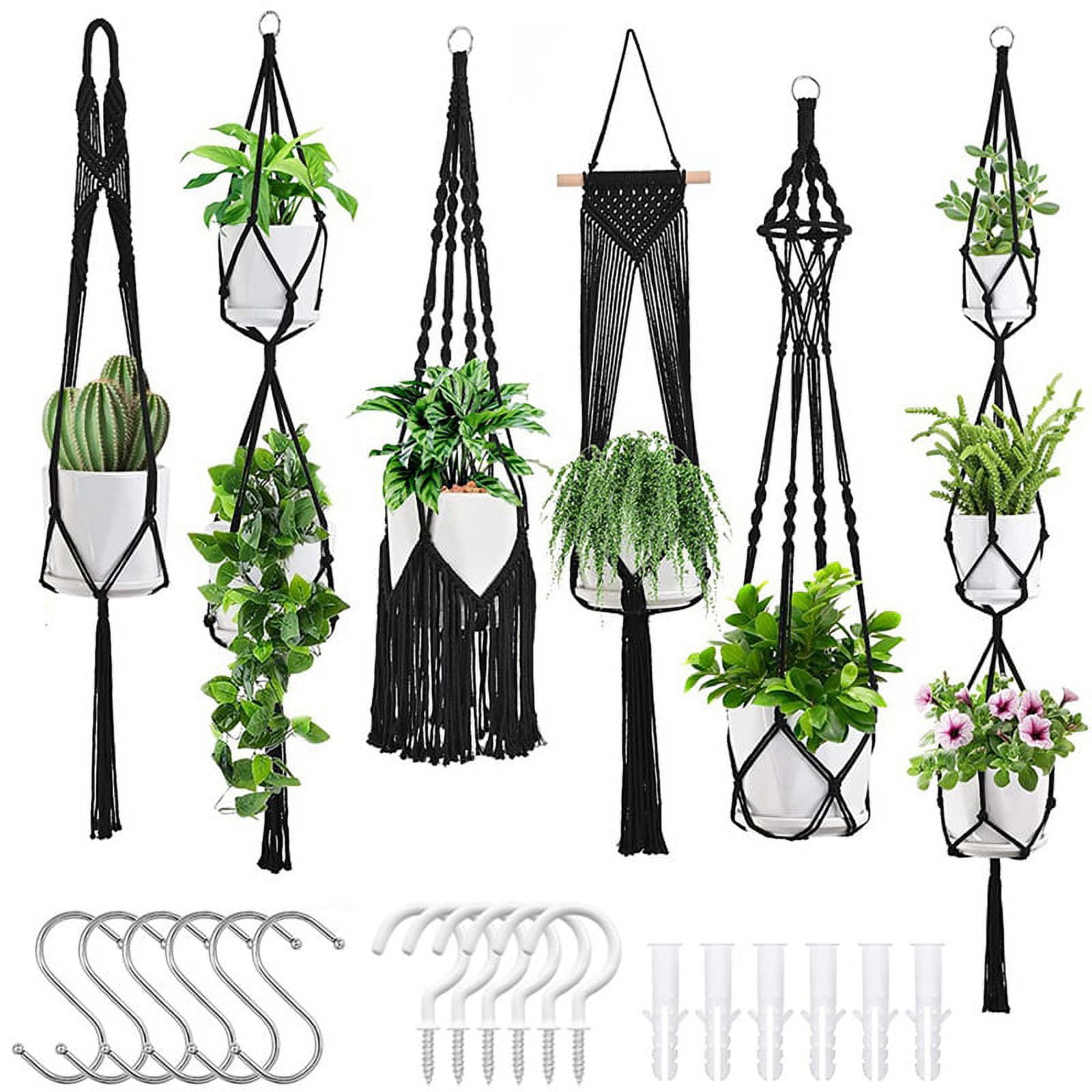 Plant Hangers, 6Pack Hanging for Indoor Plants W/Hangers Kit Handmade Macromay Plant Hangers Indoor Flower Pots